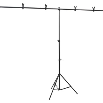Image 1 of vidaXL T-образна стойка за фон, черна, 201x60x(70-200) см (190253)
