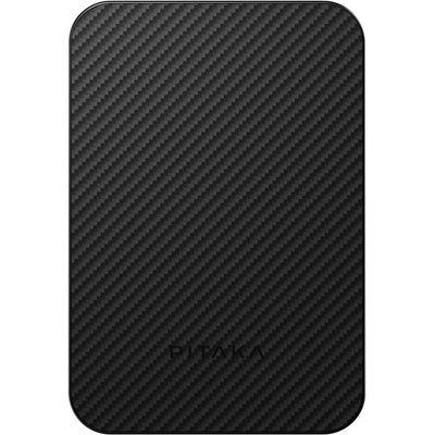 Преносима външна батерия с USB-C порт и безжично зареждане с MagSafe - Pitaka Qi2 Aramid Fiber Magnetic Power Bank 5000 mAh 15W (черен-сив) (PBQ2401)