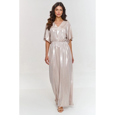 Makadamia dámský společenský overal M884 světlo béžový – Zboží Dáma