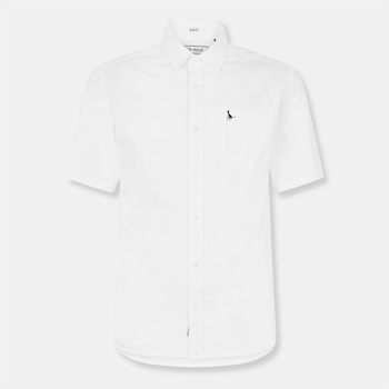 Jack Wills Мъжка риза с къс ръкав Jack Wills Short Sleeve Oxford Shirt Mens - White