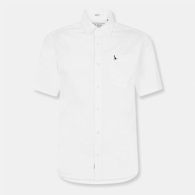 Jack Wills Мъжка риза с къс ръкав Jack Wills Short Sleeve Oxford Shirt Mens - White