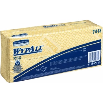 Wypall Kimberly-Clark Кърпа WypAll X50 7443, 41.8 х 24.7 cm, жълта, 50 броя