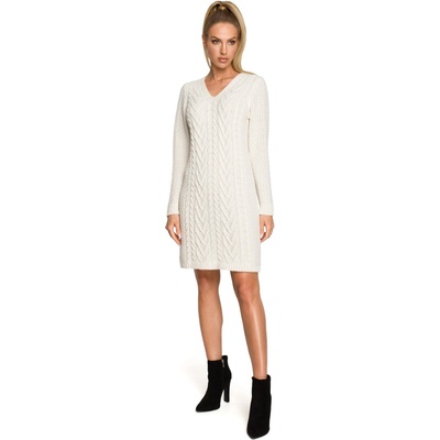 M713 Sweater dress with rounded neckline slonová kosť