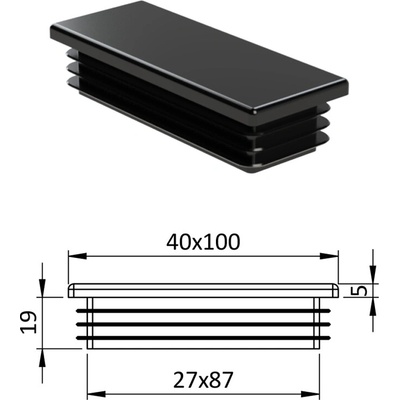 Krytka plastová 40 x 100 mm