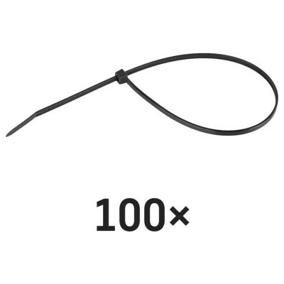 Emos A2847 Sťahovacie pásky čierne 300×3.5mm 100ks A2847 - Pásky sťahovacie - O80mm, 18kg, nylon PA66