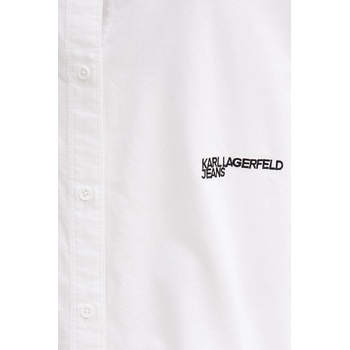 Karl Lagerfeld Jeans Памучна риза Karl Lagerfeld Jeans дамска в бяло със свободна кройка с класическа яка A3W11010 (A3W11010)