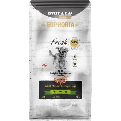 Euphoria Fresh Meat bez obilovin krůta s jehněčím Medium & Large 12 kg