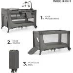 KinderKraft JOY FULL 2 бебешка кошара с аксесоаври DARK GREY (KLJOY02DGR000AC)