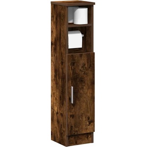 vidaXL Шкаф за баня с поставка за ролкови ролки, опушен дъб, 20, 5x22x90 см (858501)