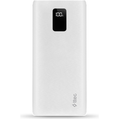 Ttec Външна батерия ttec, PowerSlim Trio, LCD, 10.000mAh, PD 22, 5W, Trio Cable, Бяла