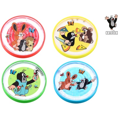 KRTEK Hra kuličkové bludiště labyrint kulatý 9cm Krteček plast 4 barvy