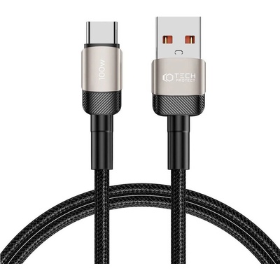 Кабел с въжена оплетка за устройства с USB-C порт (100 см) - Tech-Protect Ultraboost Evo USB-A to USB-C Cable 100W (бежов) (THP2608)