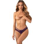 Obsessive Vibres Crotchless Thong Purple L/XL