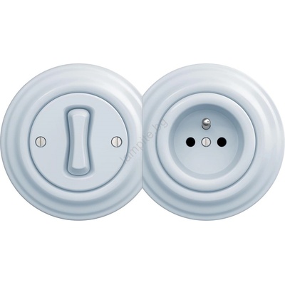 Reblig - Ретро еднополюсен ключ №1 и розетка 230 V с рамка в синьо (RG0026D)