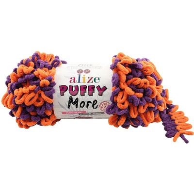 Alize příze Puffy More 6550 fialová a oranžová