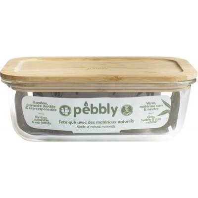 Pebbly Skleněná dóza bambusové víko hranatá 1,8 l