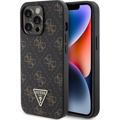 Guess PU Leather 4G Triangle Metal Logo iPhone 13 Pro černé