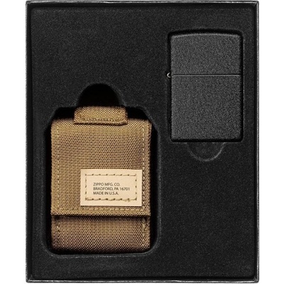 Zippo Black Crackle + taktické puzdro okrová