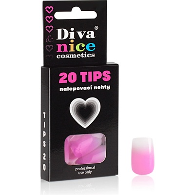 Diva & Nice Cosmetics Nalepovací umělé nehty TIPS 20 růžovobílá č. 27