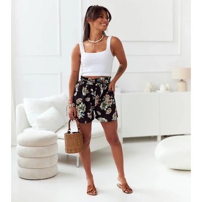 Gemre Black loose women's floral shorts Basma 0000219780687 černá zelená