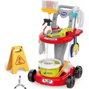 Man Yuk Toys Комплект играчки „Количка за почистване - червен, 20 бр