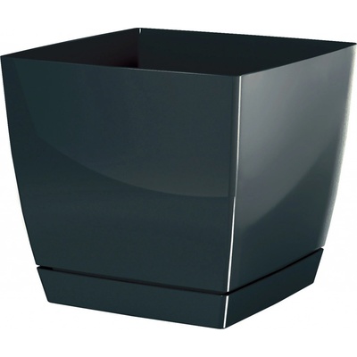 PROSPERPLAST Kvetináč COUBI SQUARE P s miskou grafit 21cm