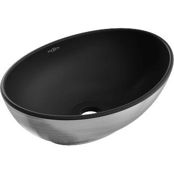 Mexen Elza мивка върху плот 40 x 33 cm, черен мат/сребърен шарка линии - 21014023 (21014023)