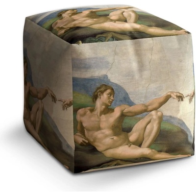 Sablio Taburet Cube Stvorenie Adama - Michelangelo Buonarroti: 40x40x40 cm