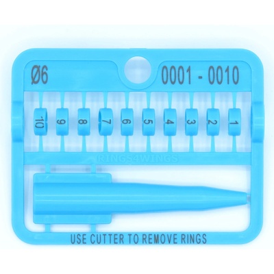 E-Z Split Ring Kroužky číselné, 6 mm/ modré 1-10