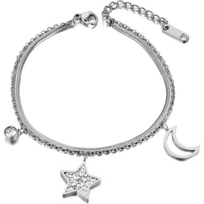 Victoria Filippi Stainless Steel ocelový dvojitý se zirkony Ella měsíc hvězda NRB19019-2/11 stříbrná