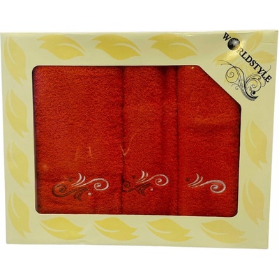 TiaHome balenie 3 ks osušky 70 x 140 cm a uterákov 50 x 100 cm 30 x 50 cm oranžové