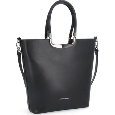 Noelia Bolger dámska kožená kabelka do ruky s odnímateľným dlhým ramienkom 0050 čierna