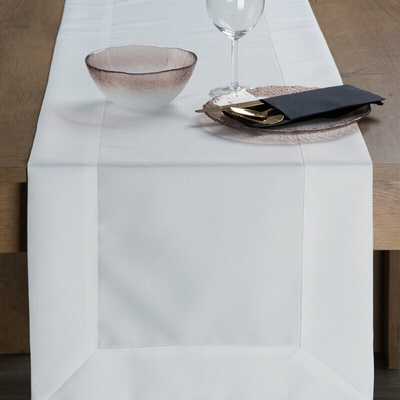 Takoy Stolní běhoun 40x180 cm bílý zdobený lemem - LUCY-HF-478458 | 40 x 180 cm