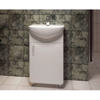 GERA МЕБЕЛ ЗА БАНЯ С УМИВАЛНИК КОМПАКТ 50х85х30-39см С КРАЧЕТА БЯЛ