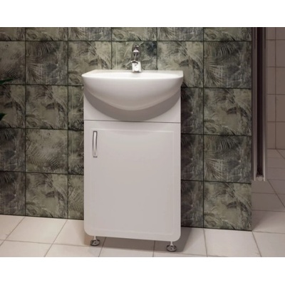 GERA МЕБЕЛ ЗА БАНЯ С УМИВАЛНИК КОМПАКТ 50х85х30-39см С КРАЧЕТА БЯЛ