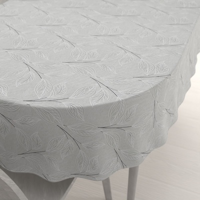 Biante Veľký dekoračný oválny obrus Leona LN-165 Popínavé lístky na sivom 160x200 cm