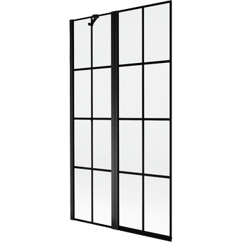 Mexen Mist параван за баня 2-крилен ляв 100 x 150 cm, черна решетка, черен - 8A9-100-011-70-77-L (8A9-100-011-70-77-L)