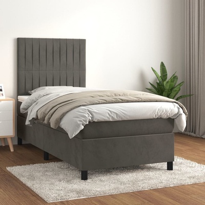 Petrashop 3143122 boxspring postel s matrací tmavě šedá samet