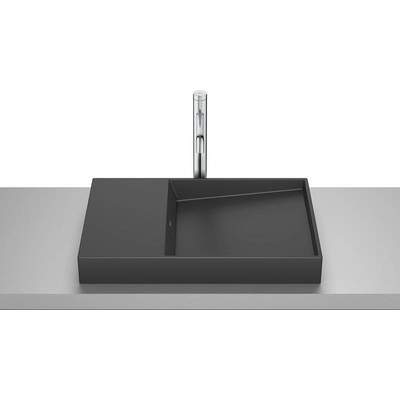 Roca Умивалник за монтаж върху плот без отвор за смесител, Horizont-Dash, 600 x 380 x 80cm, matt black (A32727908B)