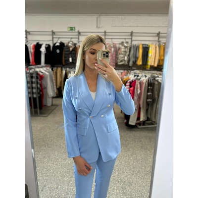 Blue extended jacket with imitation pockets LIVIEN modrá