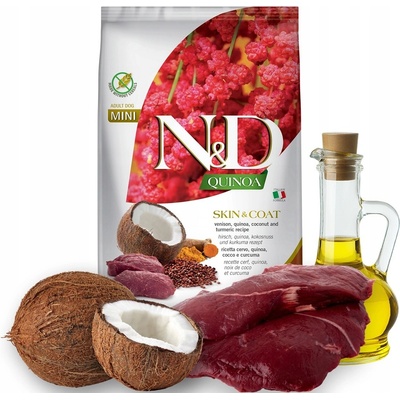 N&D dog Quinoa GF adult mini skin & coat venison & coconut 7 kg