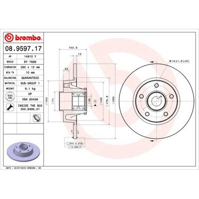 BREMBO Brzdový kotúč 08959717