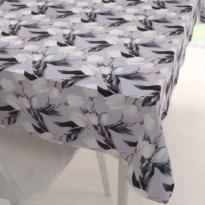 Biante obrus PML-034 Biele tulipány na sivom 120x140cm