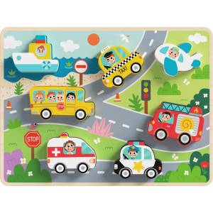 Tooky Toy Дървен 3D пъзел Tooky Toy TH634 Транспортни средства