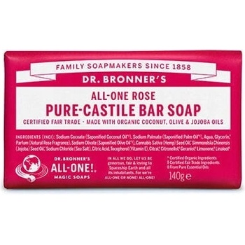 Dr Bronner's tuhé univerzálne bio mydlo All-One Rose 140 g