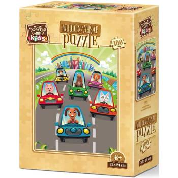 Image 1 of Art Puzzle Дървен пъзел Art Puzzle от 100 части - Шофьори на пътя (5901)
