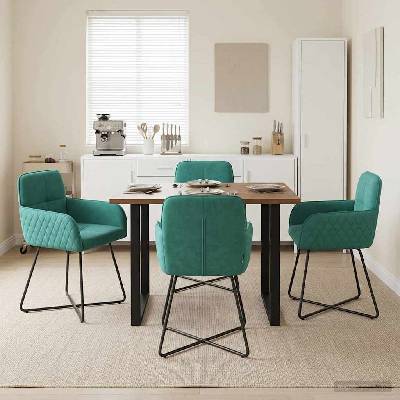 vidaXL Обедени столове 4 pcs Кадифе Тюркоаз 59 x 56, 5 x 86 см (3428217)
