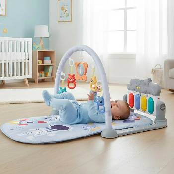Pepita Интерактивна постелка за игра с пиано и мост за игра - Robot - сиво-синьо (ZL2318)