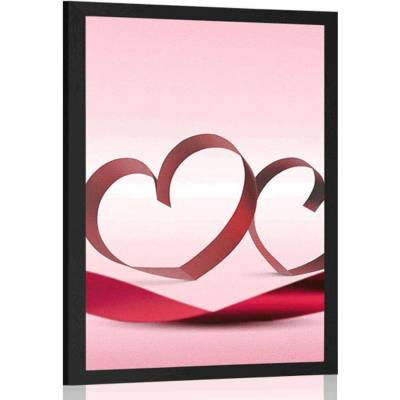 Plakát srdíčka se stužkou - 40x60 silver