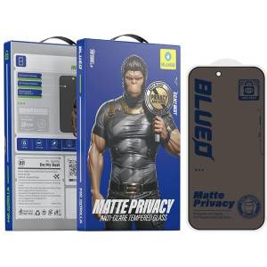 Blueo Затъмняващ-Матов Стъклен Протектор за iPhone 15 Pro Max, Blueo Privacy & Matte Glass, Черен (6934663736553)